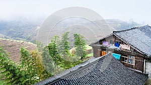 houses in Tiantouzhai village and terraced fields