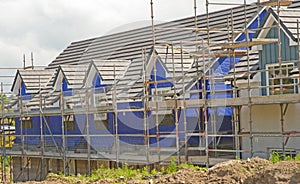 Houses under construction with thermal lagging.