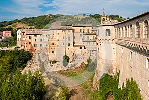 Houses in Urbania, a small village in the italian region of Marche; the Palazzo Ducale on the right