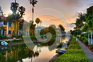 Houses on the Venice Beach Canals in California.