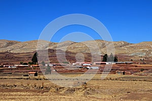 Houses in village, crater volcano Maragua, Bolivia