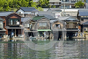 Houses on the water at Amanohashidate