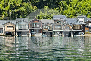 Houses on the water at Amanohashidate