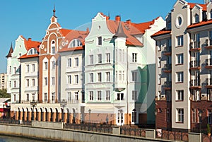 Houses on the waterfront in Kaliningrad photo