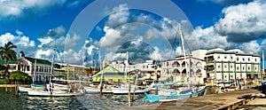 Houses and yachts at Haulover Creek in Belize City