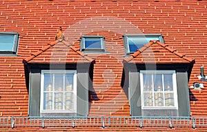 Housetop with gabled windows