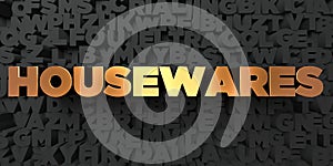 Housewares - Gold text on black background - 3D rendered royalty free stock picture