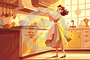 Housewife enjoy cooking in the kitchen photo