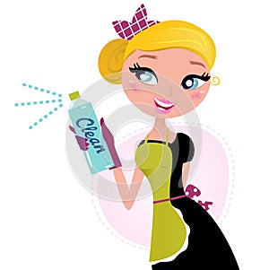 Housewife - french retro Maid with cleaning spray