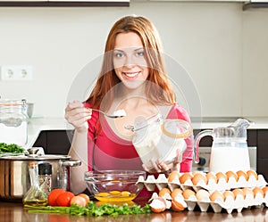 Housewife in home kitchen