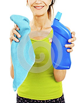 Housewife with rag / wipe and cleaning spray for window