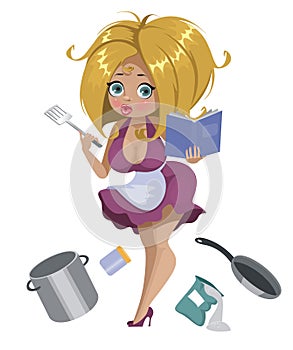 Housewife with a recipe book