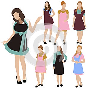 Housewife woman silhouette vector set photo