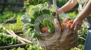 Housewives Embrace the Harvest, Choosing Only the Cleanest Vegetables from Their Organic Gardens