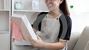 Housewives use towels to wipe things
