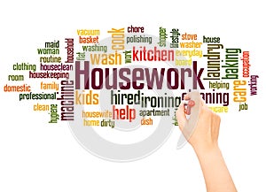 Housework word cloud hand writing concept