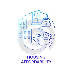 Housing affordability blue gradient concept icon