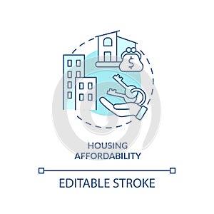 Housing affordability turquoise concept icon