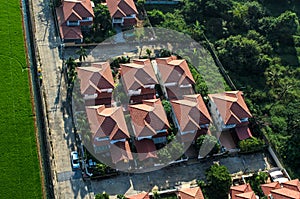 Housing area, roofs view from the air