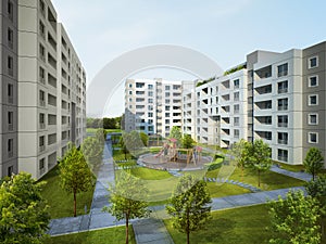 Housing block project with playground