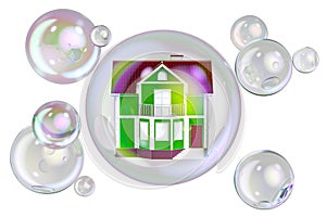 Housing Bubble concept, 3D rendering
