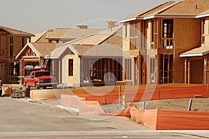 Housing Construction Site and Work Truck