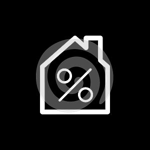 Housing credit simple vector icon. Black and white illustration of house and percent symbol. Outline linear icon.