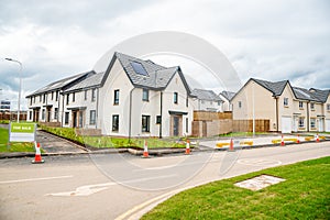 Housing devepment in Scotland and cloudy sky