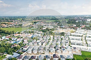 Housing estate in aerial view.