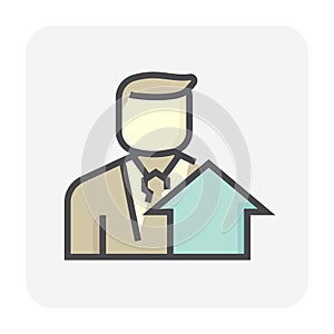 Housing estate and agent vector icon. 64x64 pixel.