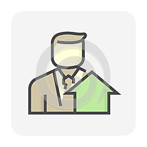 Housing estate and agent vector icon. 64x64 pixel.