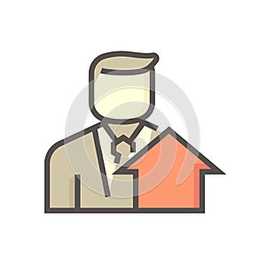 Housing estate and agent vector icon. 64x64 pixel.