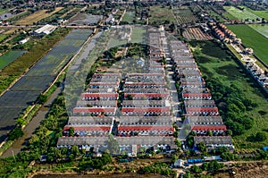 Housing, farmland land development aerial photo