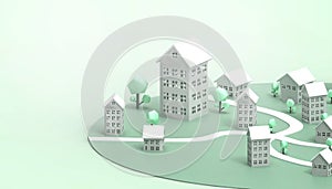 Housing Symbol Green and Energy saving property business Concept Modern art and contemporary on Green paste Monotone Background