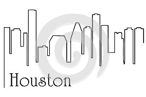 Houston city one line drawing abstract background with cityscape