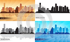 Houston city skyline silhouettes set photo