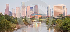 Houston Downtown Bayou River Sunset