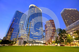 Houston Downtown skyline sunset at Texas US