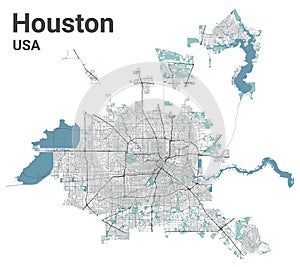 Houston map, administrative area