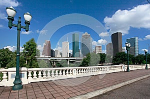 Houston skyline as seen from Sabine Street Bridge