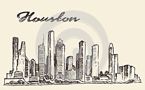 Houston skyline big city vector illustration drawn photo