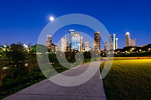 Houston skyline at night from Lindsy park