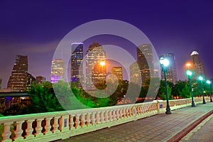 Houston skyline at sunset Sabine St Texas USA