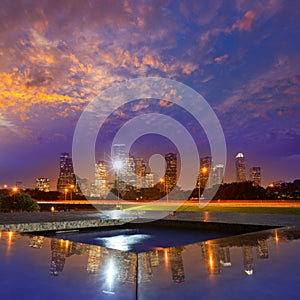 Houston sunset skyline from Texas US