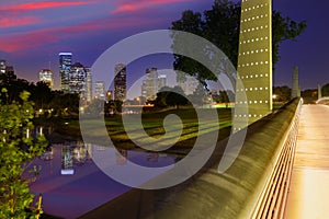 Houston sunset skyline from Texas US