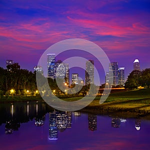 Houston sunset skyline from Texas US