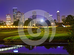 Houston sunset skyline from Texas US