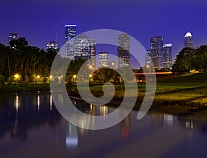 Houston sunset skyline from Texas US