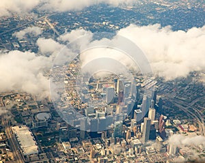 Houston Texas cityscape view from aerial view