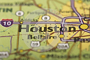 Houston, Texas on map photo